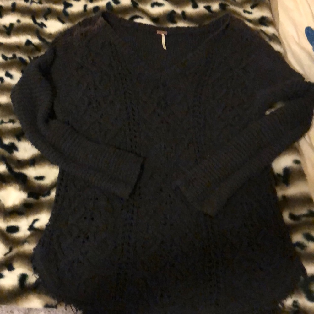 Black worn faded sweater